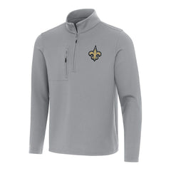 New Orleans Saints Antigua Insider Quarter-Zip Pullover Top - Gray Pullover