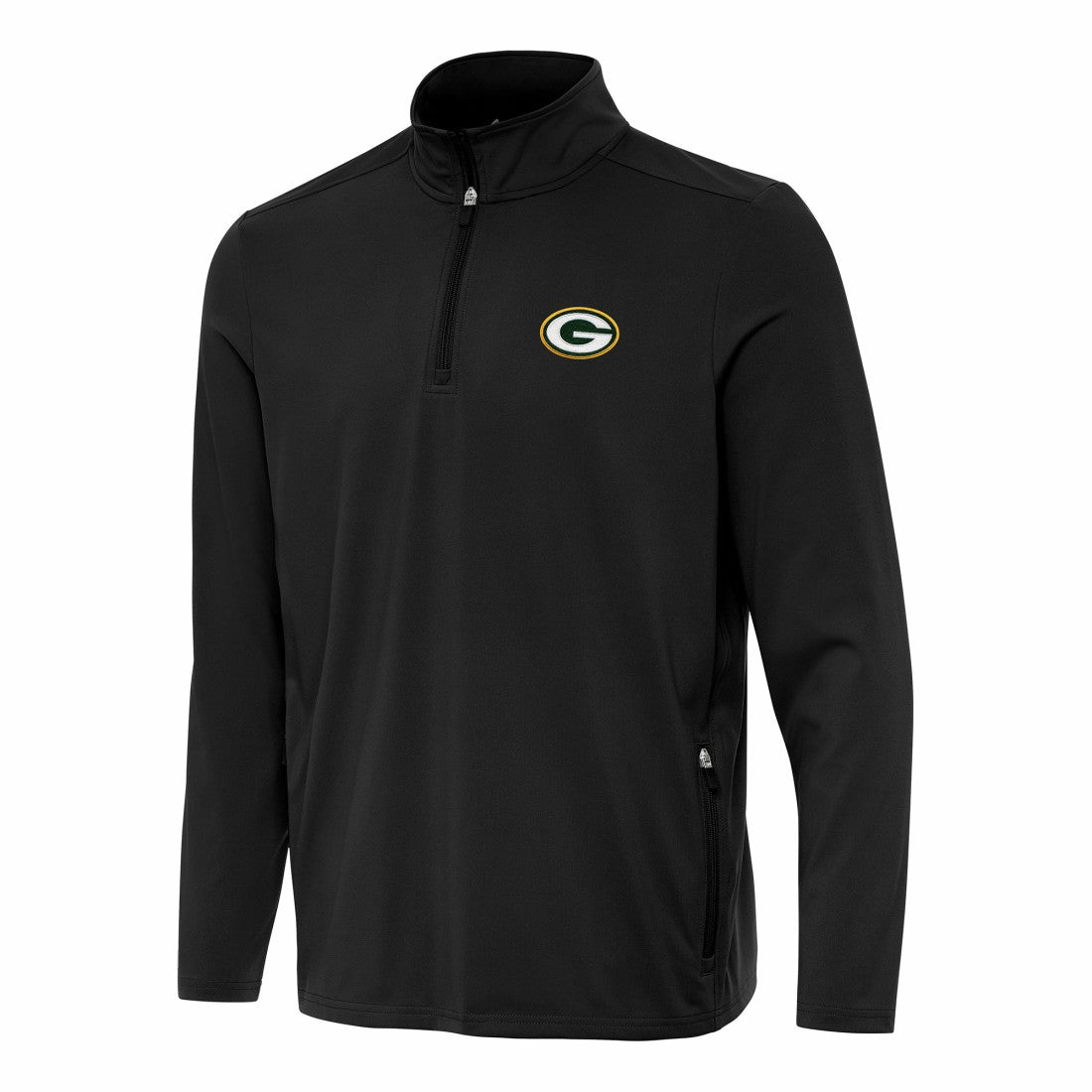 Green Bay Packers Antigua Perilous Quarter-Zip Pullover Top - Black Pullover
