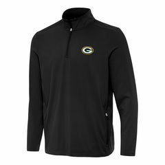 Green Bay Packers Antigua Perilous Quarter-Zip Pullover Top - Black Pullover
