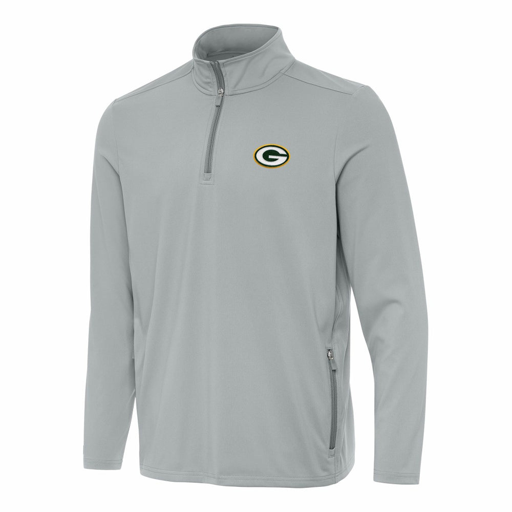 Green Bay Packers Antigua Perilous Quarter-Zip Pullover Top - Gray Pullover