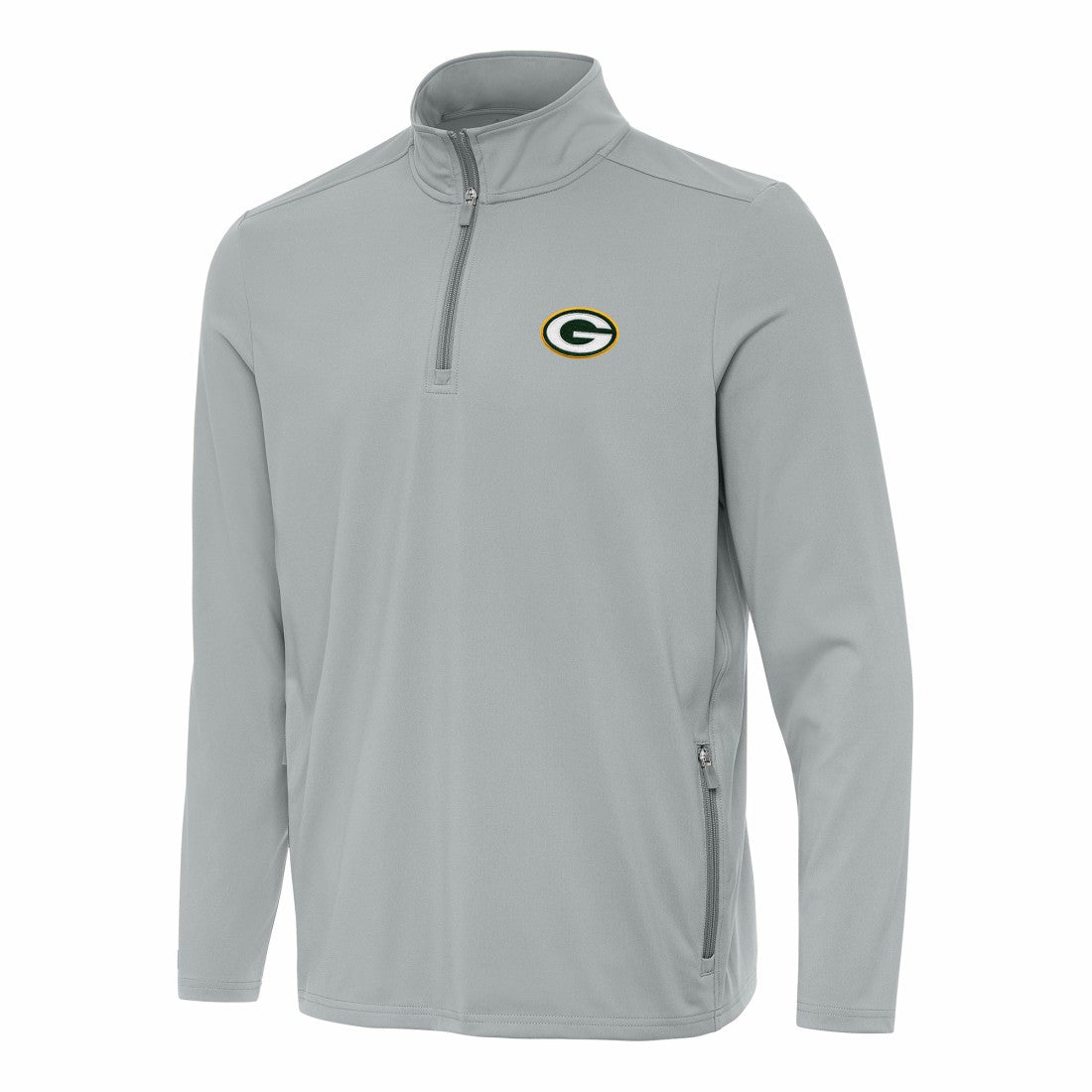 Green Bay Packers Antigua Perilous Quarter-Zip Pullover Top - Gray Pullover