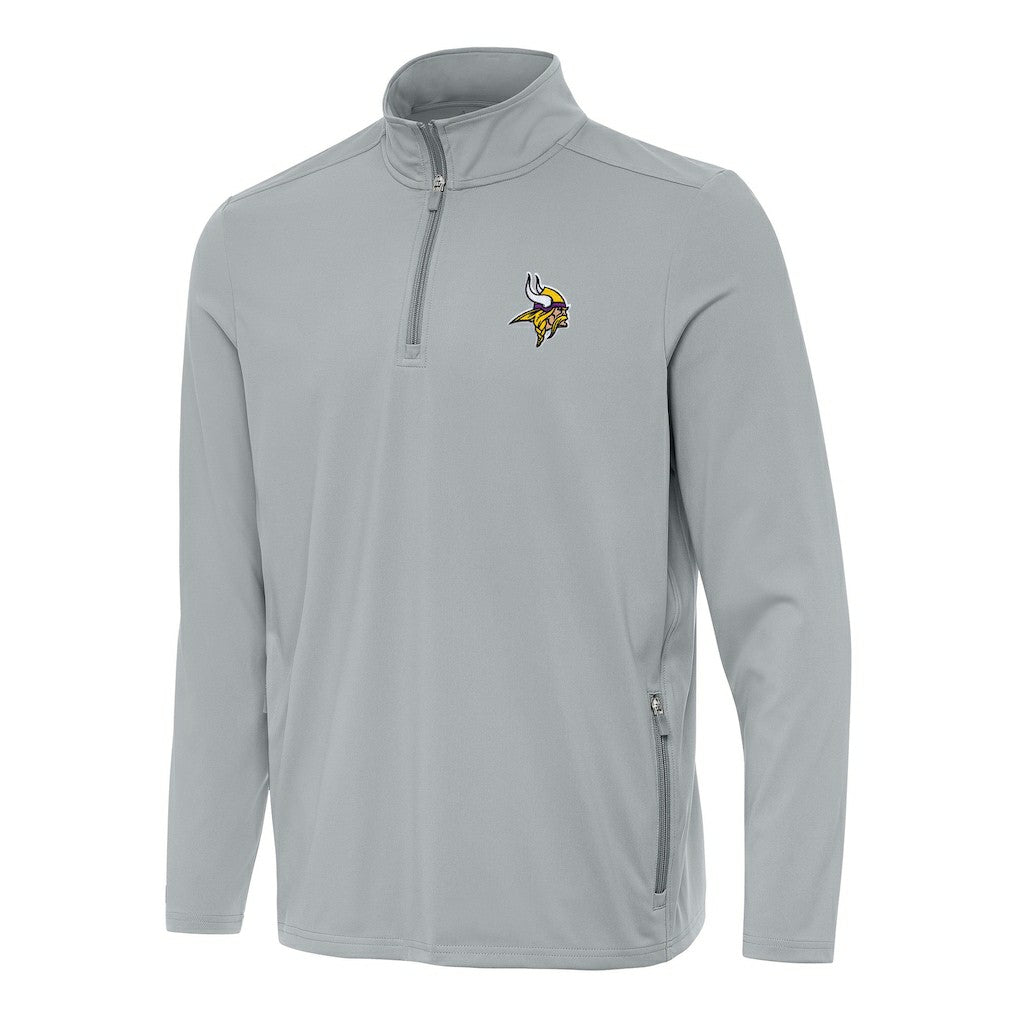 Minnesota Vikings Antigua Perilous Quarter-Zip Pullover Top - Gray Pullover