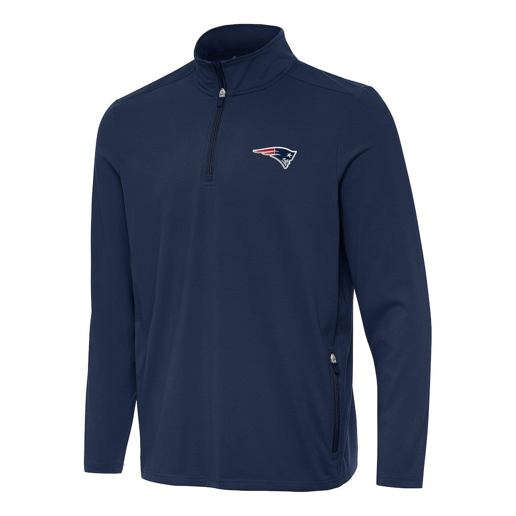 New England Patriots Antigua Perilous Quarter-Zip Pullover Top - Navy Pullover