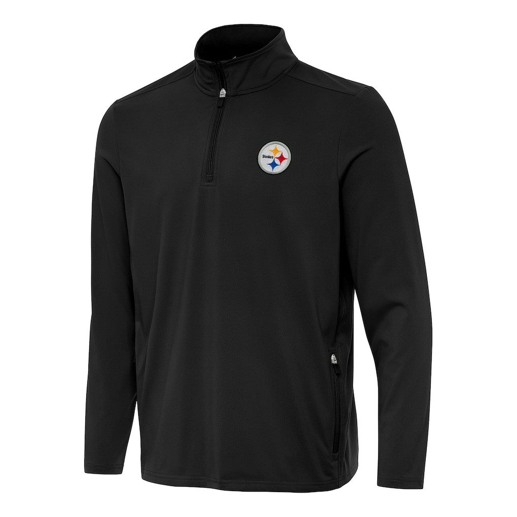 Pittsburgh Steelers Antigua Perilous Quarter-Zip Pullover Top - Black Pullover