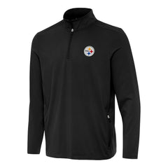 Pittsburgh Steelers Antigua Perilous Quarter-Zip Pullover Top - Black Pullover