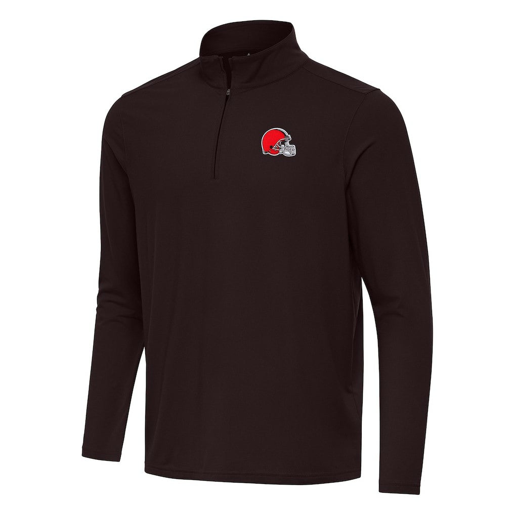 Cleveland Browns Antigua Intent Quarter-Zip Pullover Top - Brown Pullover