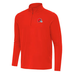 Cleveland Browns Antigua Intent Quarter-Zip Pullover Top - Orange Pullover
