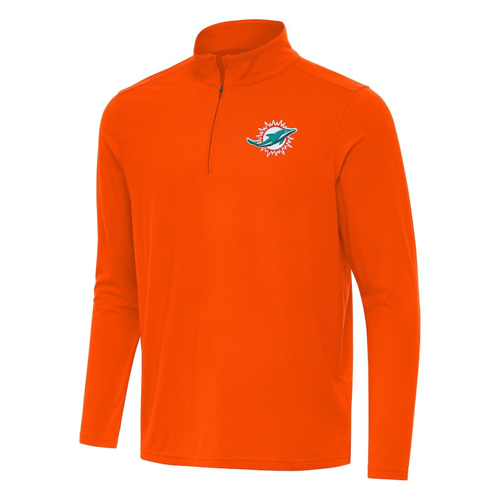 Miami Dolphins Antigua Intent Quarter-Zip Pullover Top - Orange Pullover