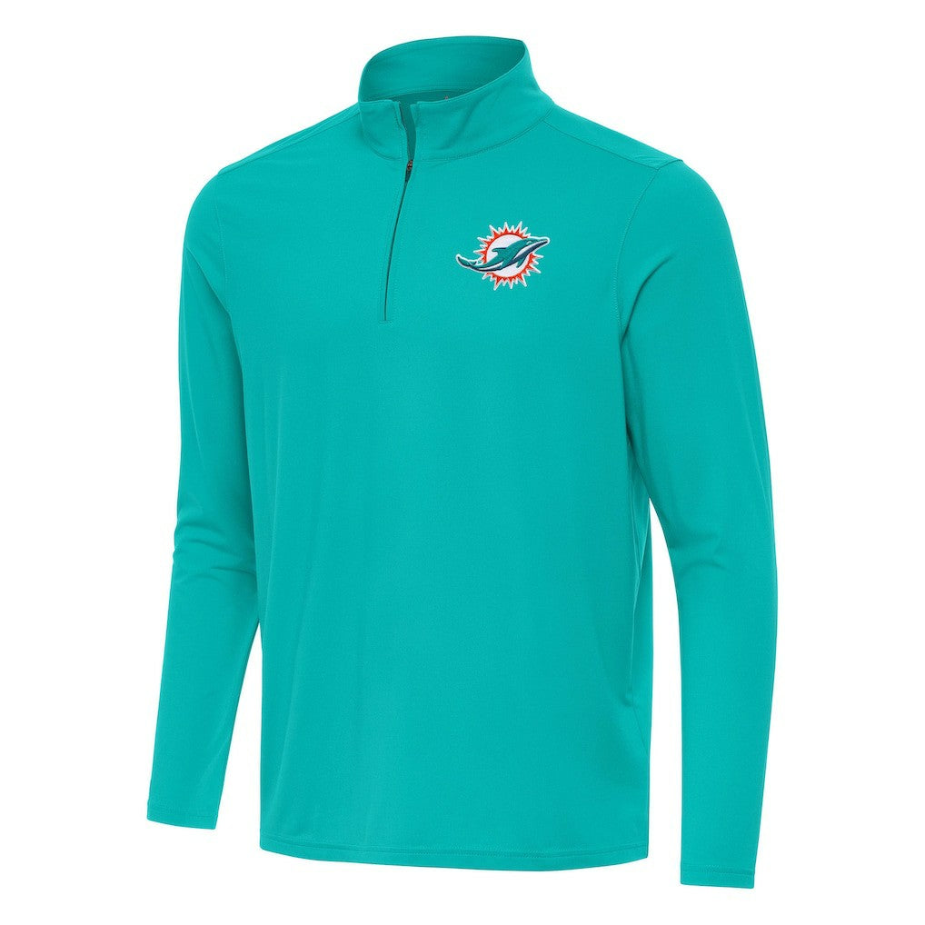 Miami Dolphins Antigua Intent Quarter-Zip Pullover Top - Aqua Pullover