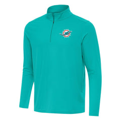 Miami Dolphins Antigua Intent Quarter-Zip Pullover Top - Aqua Pullover