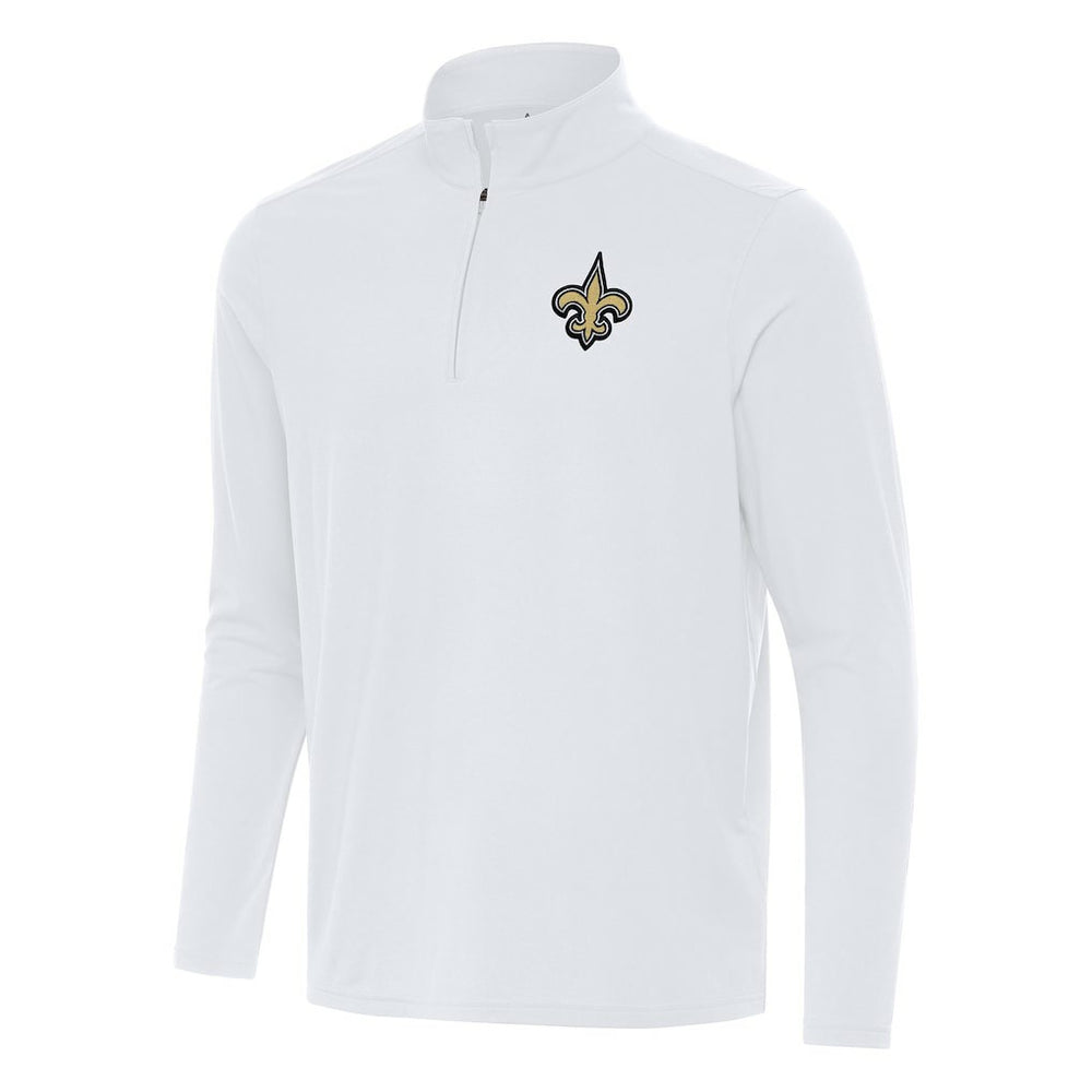 New Orleans Saints Antigua Intent Quarter-Zip Pullover Top - White Pullover