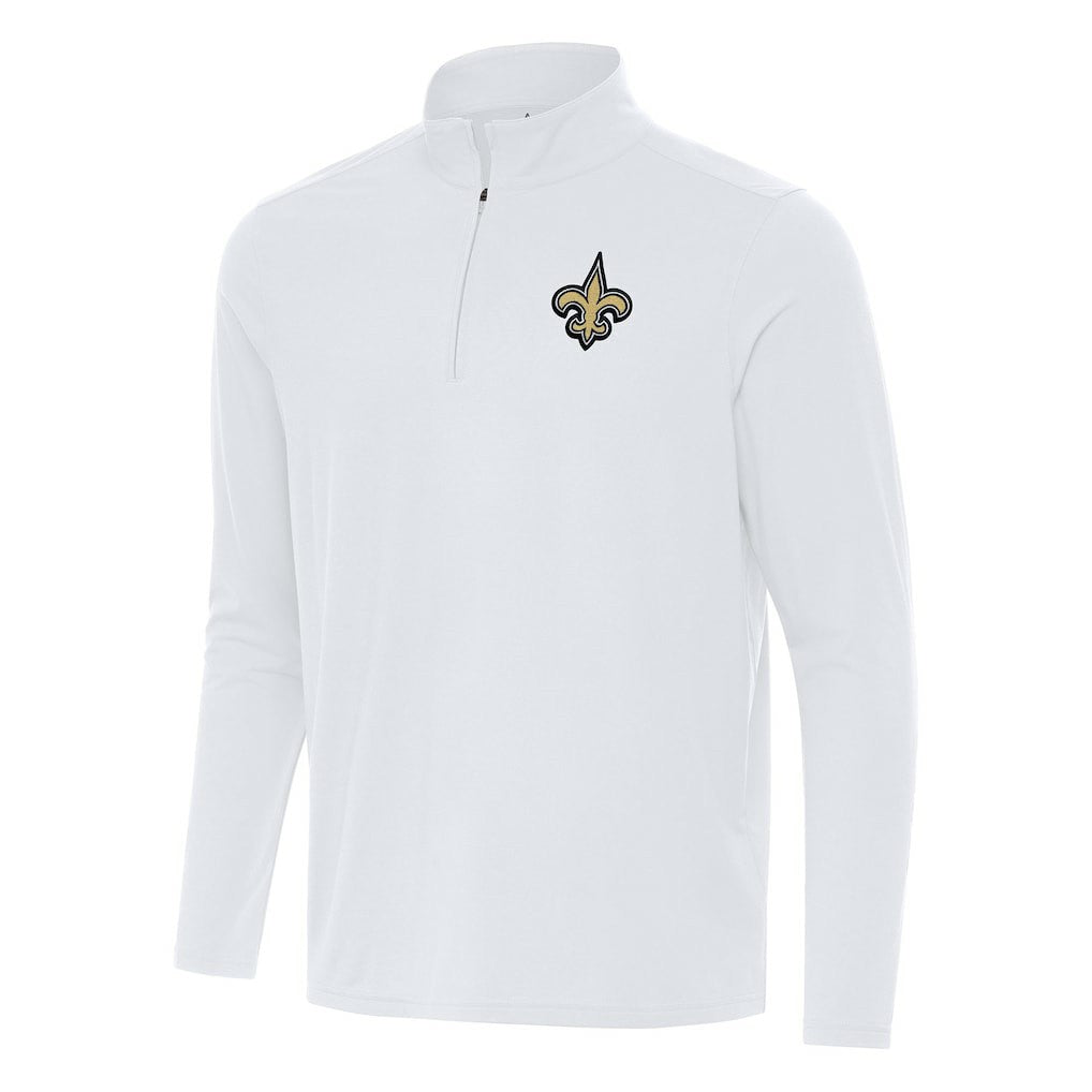 New Orleans Saints Antigua Intent Quarter-Zip Pullover Top - White Pullover