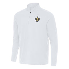 New Orleans Saints Antigua Intent Quarter-Zip Pullover Top - White Pullover