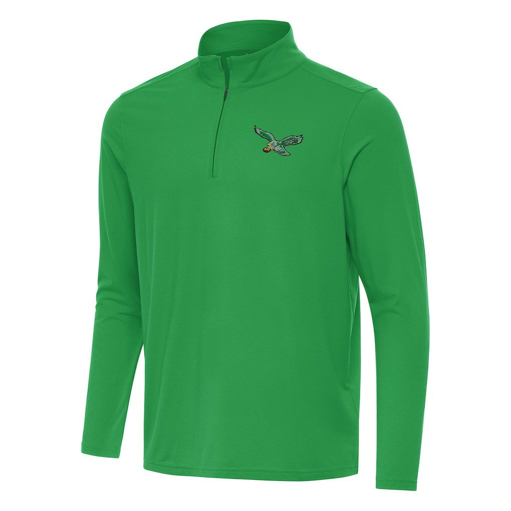Philadelphia Eagles Antigua Intent Quarter-Zip Pullover Top - Kelly Green Pullover