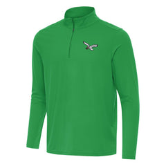 Philadelphia Eagles Antigua Intent Quarter-Zip Pullover Top - Kelly Green Pullover