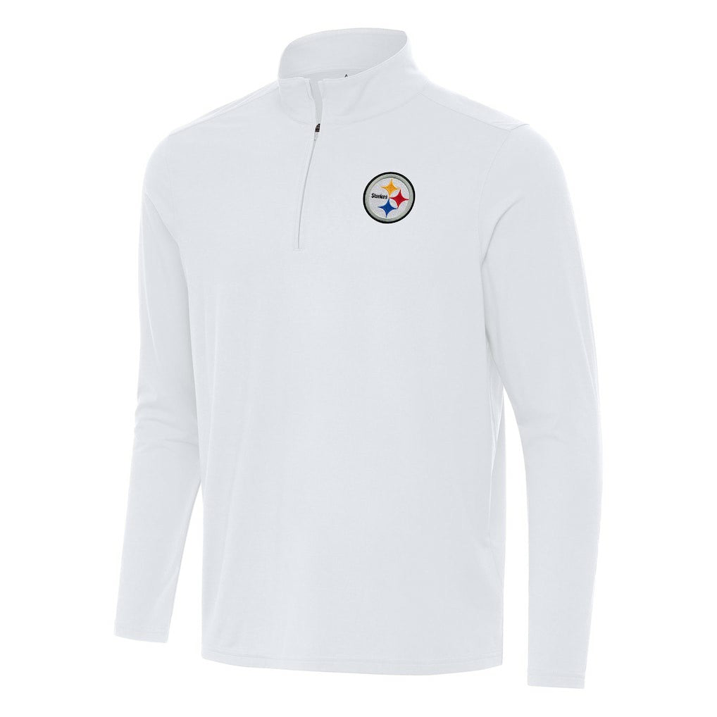 Pittsburgh Steelers Antigua Intent Quarter-Zip Pullover Top - White Pullover