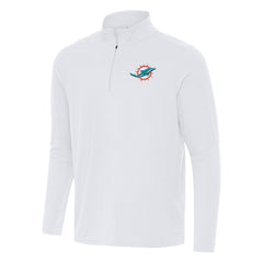 Miami Dolphins Antigua Intent Quarter-Zip Pullover Top - White Pullover