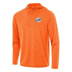 Miami Dolphins Antigua Tidy Quarter-Zip Pullover Hoodie - Heather Orange Hoodies