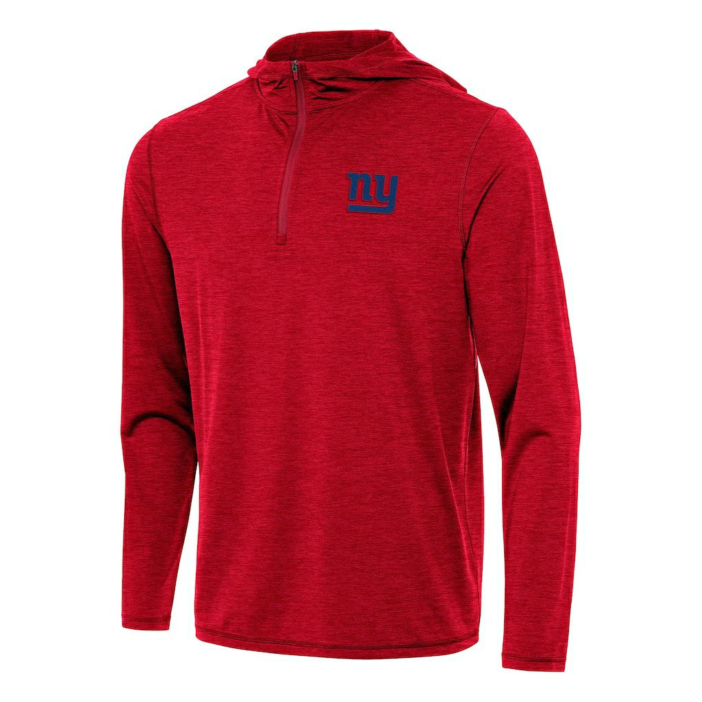 New York Giants Antigua Tidy Quarter-Zip Pullover Hoodie - Heather Red Hoodies