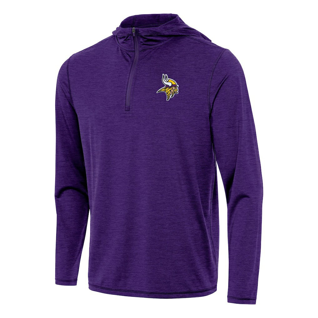 Minnesota Vikings Antigua Tidy Quarter-Zip Pullover Hoodie - Heather Purple Hoodies