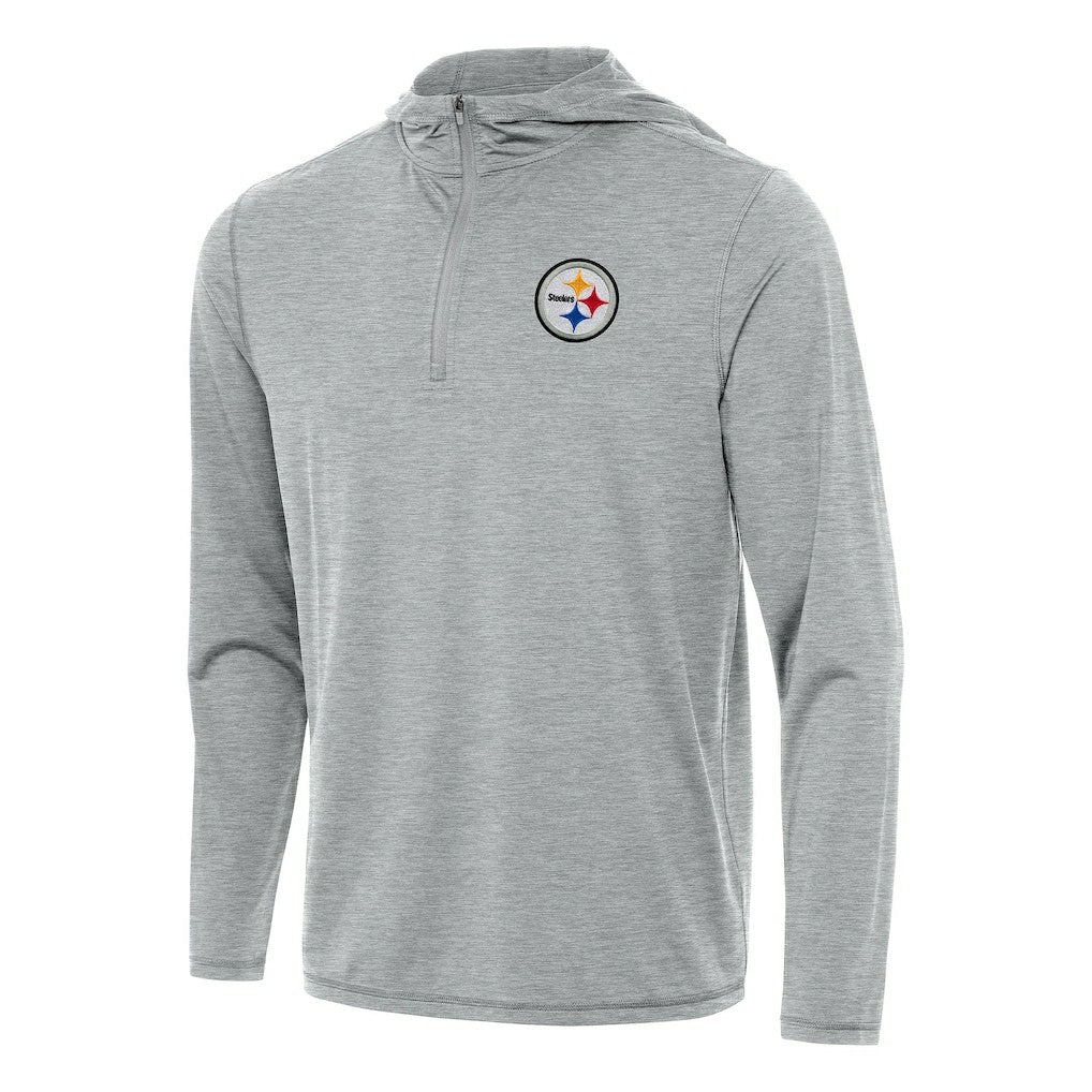 Pittsburgh Steelers Antigua Tidy Quarter-Zip Pullover Hoodie - Heather Gray Hoodies