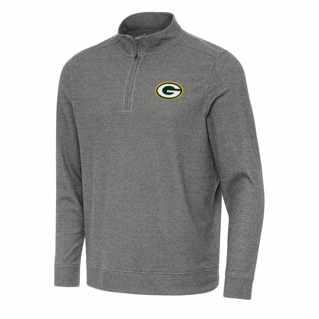 Green Bay Packers Antigua Subtle Quarter-Zip Top - Heather Black Tops