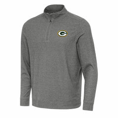 Green Bay Packers Antigua Subtle Quarter-Zip Top - Heather Black Tops