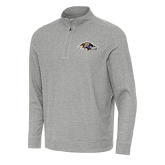 Baltimore Ravens Antigua Subtle Quarter-Zip Top - Heather Gray Tops