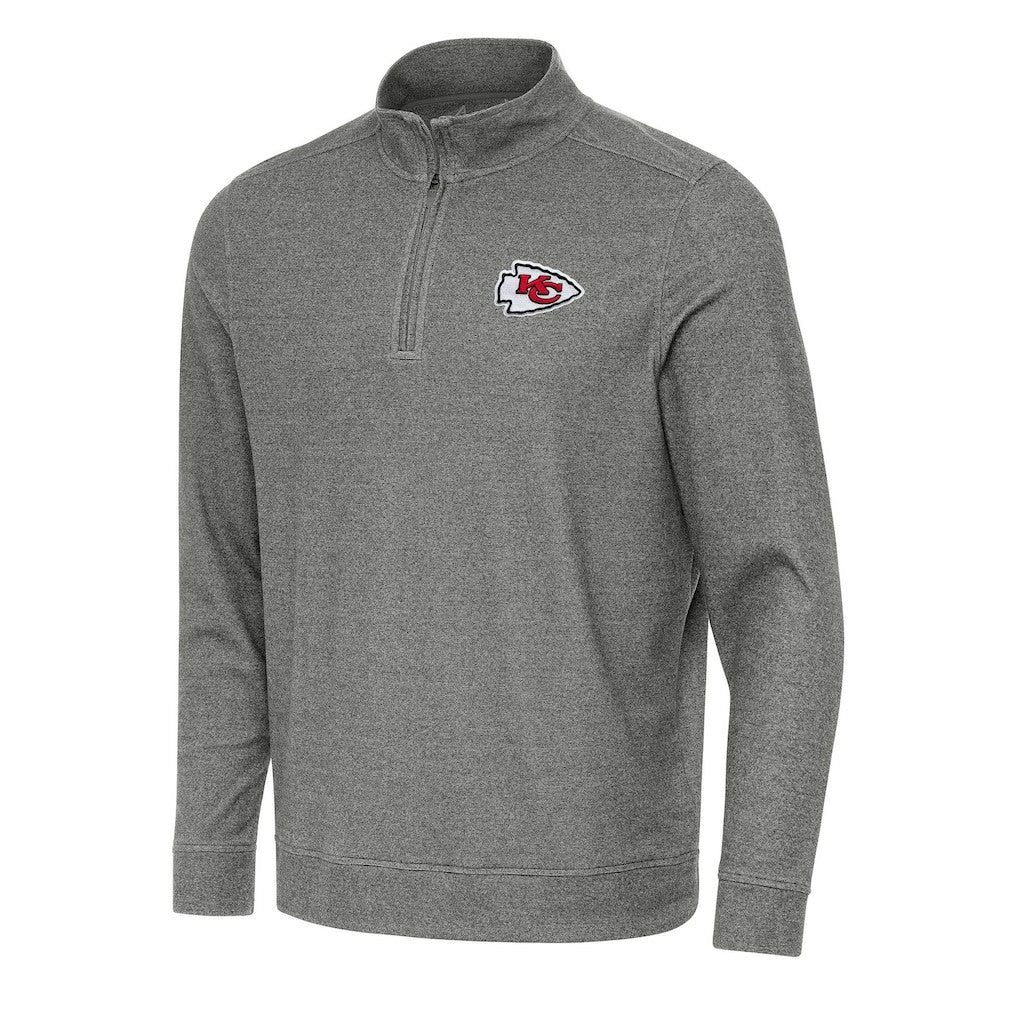 Kansas City Chiefs Antigua Subtle Quarter-Zip Top - Heather Black Tops
