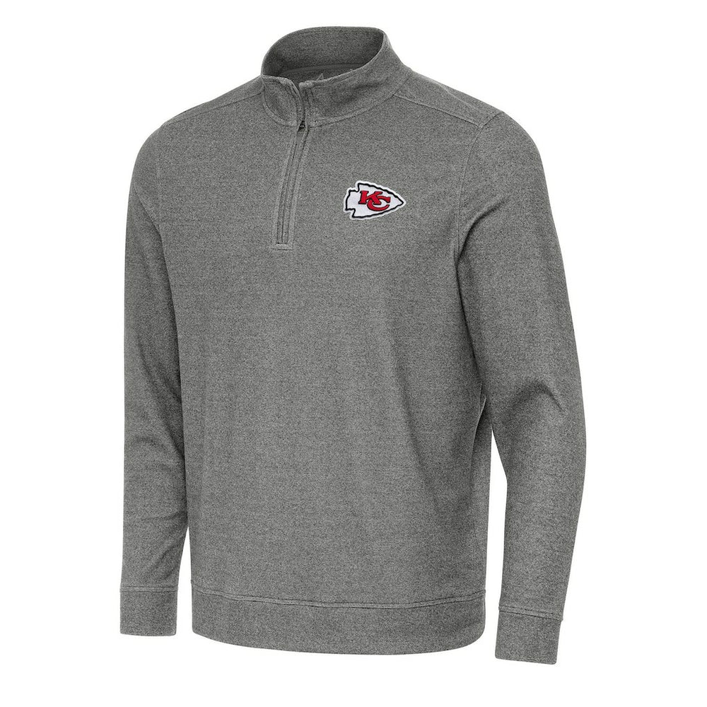 Kansas City Chiefs Antigua Subtle Quarter-Zip Top - Heather Black Tops