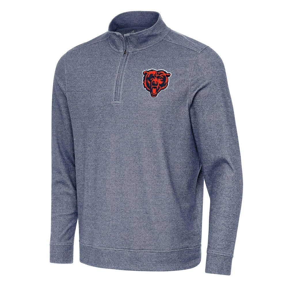 Chicago Bears Antigua Subtle Quarter-Zip Top - Heather Navy Tops