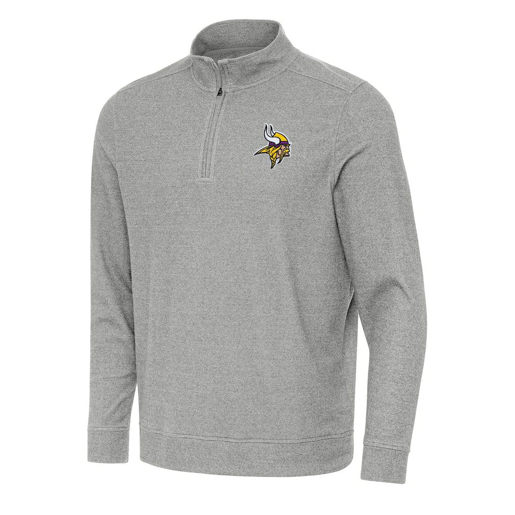 Minnesota Vikings Antigua Subtle Quarter-Zip Top - Heather Gray Tops