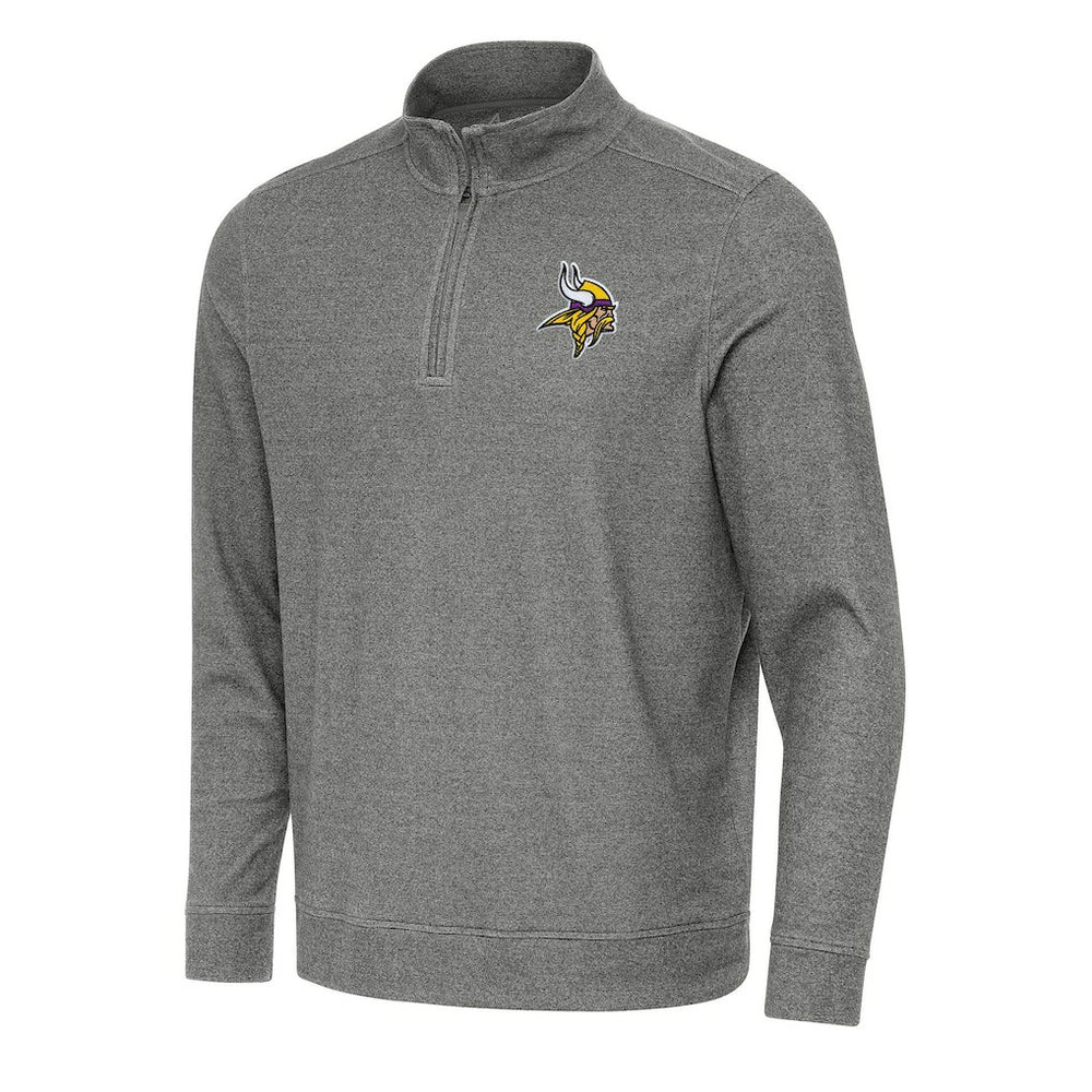 Minnesota Vikings Antigua Subtle Quarter-Zip Top - Heather Black Tops