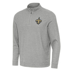 New Orleans Saints Antigua Subtle Quarter-Zip Top - Heather Gray Tops