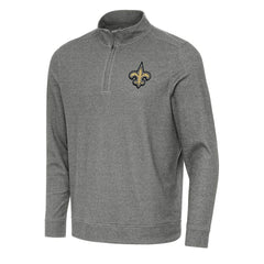 New Orleans Saints Antigua Subtle Quarter-Zip Top - Heather Black Tops
