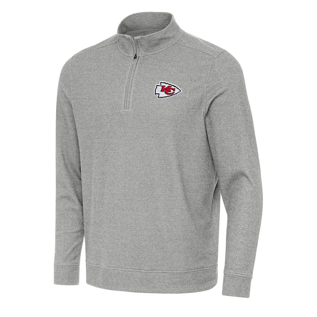 Kansas City Chiefs Antigua Subtle Quarter-Zip Top - Heather Gray Tops