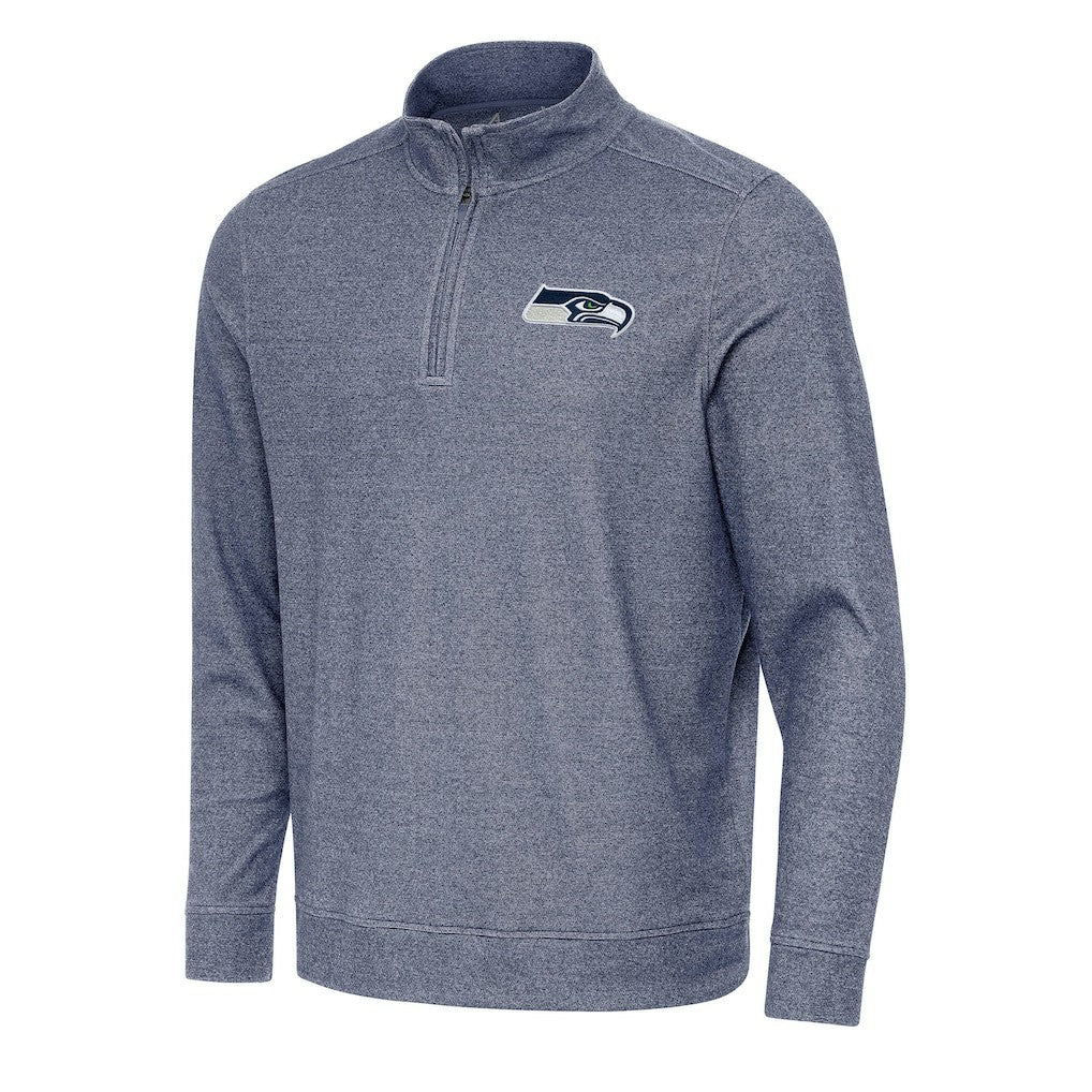Seattle Seahawks Antigua Subtle Quarter-Zip Top - Heather Navy Tops
