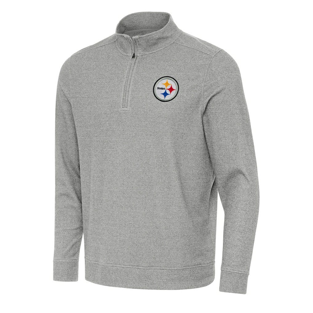 Pittsburgh Steelers Antigua Subtle Quarter-Zip Top - Heather Gray Tops