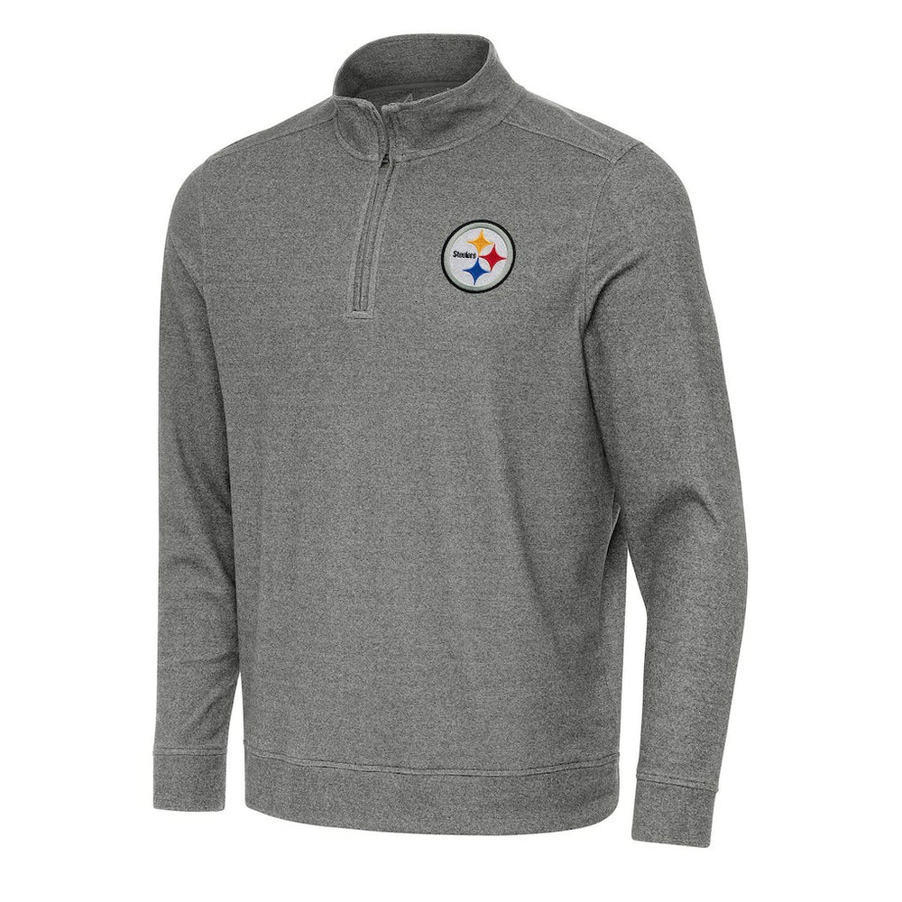 Pittsburgh Steelers Antigua Subtle Quarter-Zip Top - Heather Black Tops