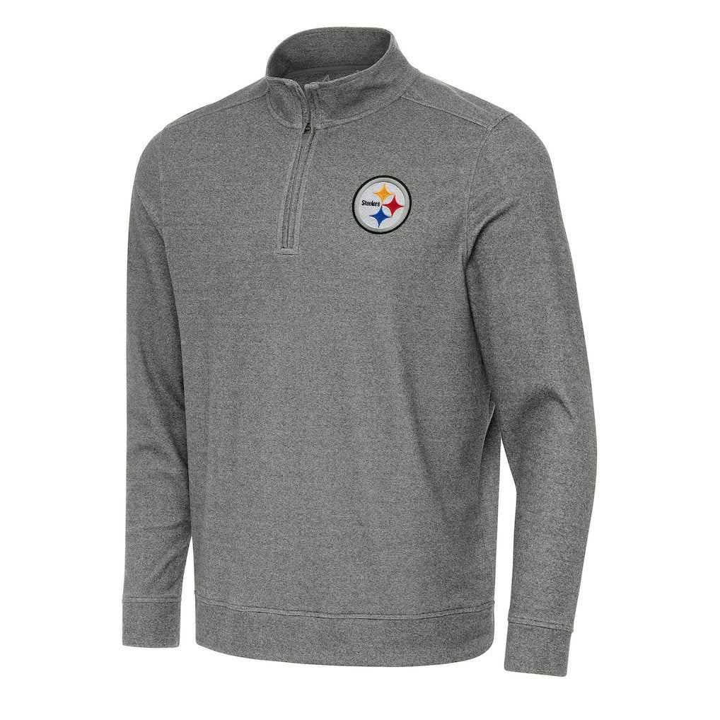 Pittsburgh Steelers Antigua Subtle Quarter-Zip Top - Heather Black Tops