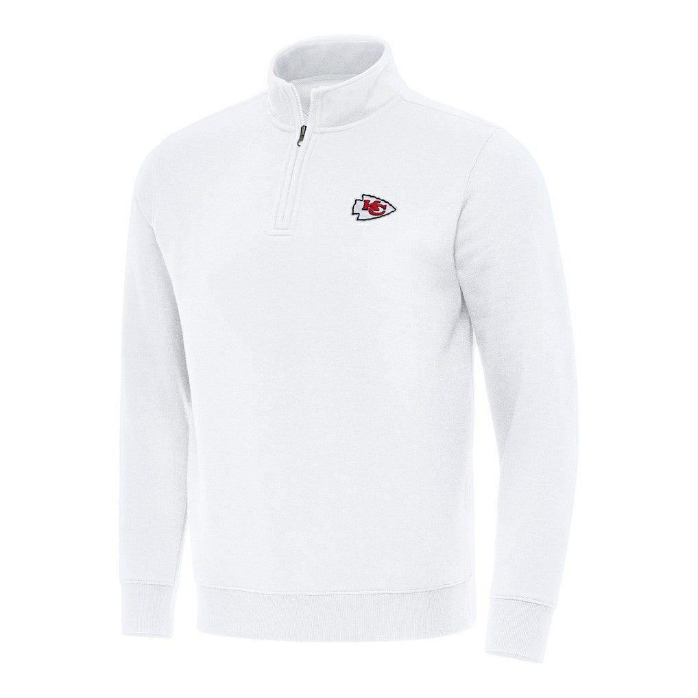 Kansas City Chiefs Antigua Victory Quarter-Zip Pullover Top - White Pullover