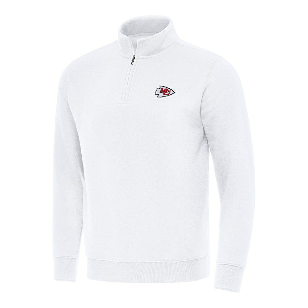 Kansas City Chiefs Antigua Victory Quarter-Zip Pullover Top - White Pullover