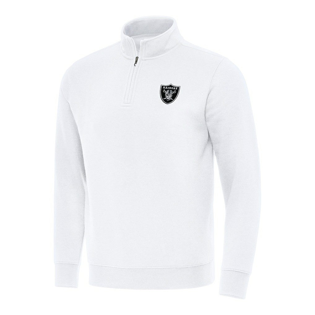 Las Vegas Raiders Antigua Victory Quarter-Zip Pullover Top - White Pullover
