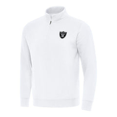 Las Vegas Raiders Antigua Victory Quarter-Zip Pullover Top - White Pullover