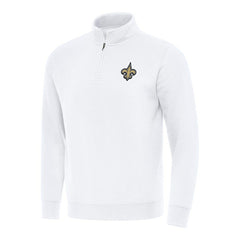 New Orleans Saints Antigua Victory Quarter-Zip Pullover Top - White Pullover