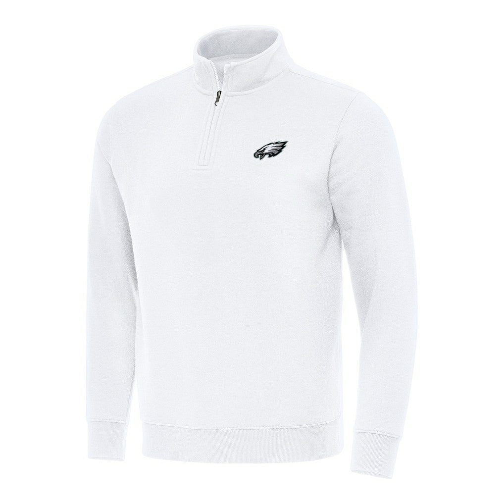 Philadelphia Eagles Antigua Victory Quarter-Zip Pullover Top - White Pullover