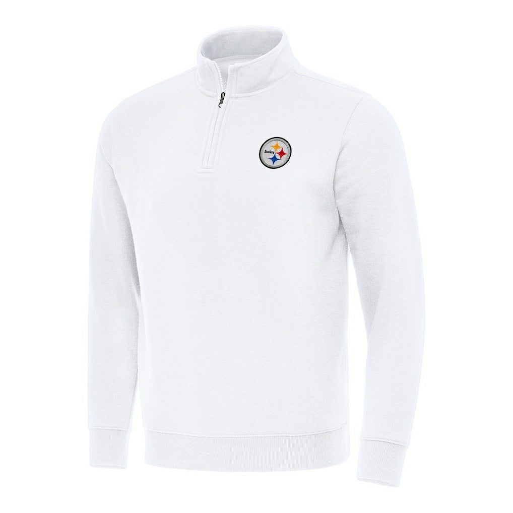 Pittsburgh Steelers Antigua Victory Quarter-Zip Pullover Top - White Pullover