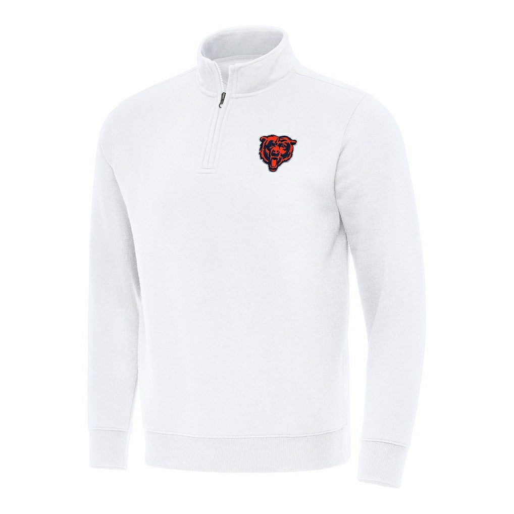 Chicago Bears Antigua Victory Quarter-Zip Pullover Top - White Pullover