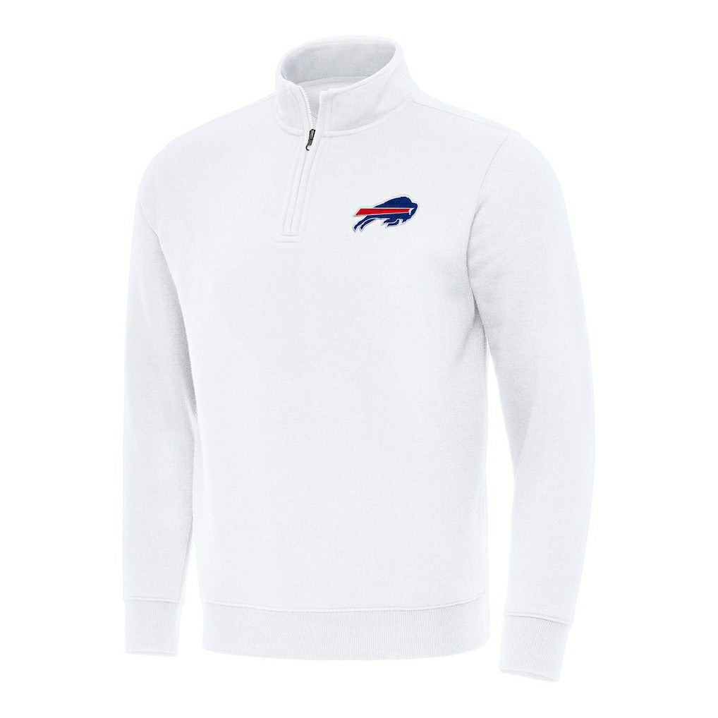 Buffalo Bills Antigua Victory Quarter-Zip Pullover Top - White Pullover