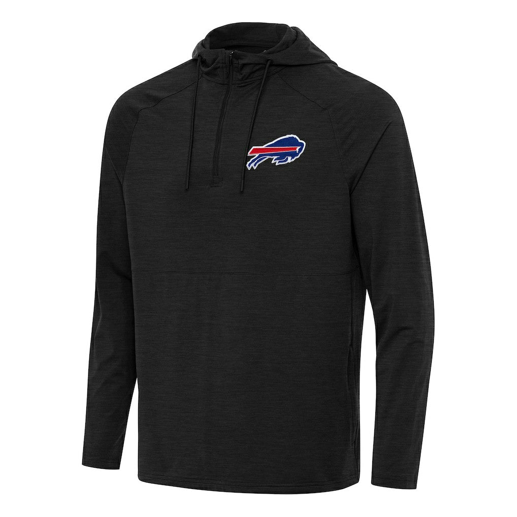Buffalo Bills Antigua Spikes Quarter-Zip Pullover Hoodie - Heather Black Hoodies
